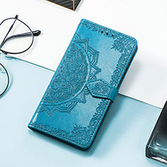 Leather Case Stands Fashionable Pattern Flip Cover Holder S07D for Huawei Honor 60 SE 5G Blue