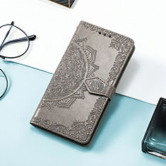 Leather Case Stands Fashionable Pattern Flip Cover Holder S07D for Huawei Honor 80 Pro 5G Gray