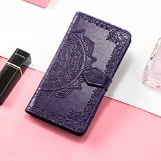 Leather Case Stands Fashionable Pattern Flip Cover Holder S07D for Huawei Honor 80 Pro 5G Purple