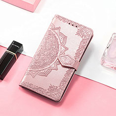 Leather Case Stands Fashionable Pattern Flip Cover Holder S07D for Huawei Honor 80 Pro 5G Rose Gold