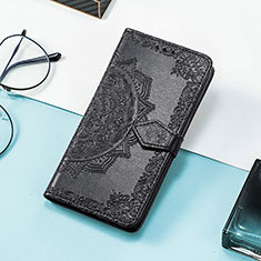 Leather Case Stands Fashionable Pattern Flip Cover Holder S07D for Huawei Honor 80 Pro Flat 5G Black