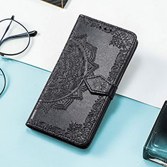 Leather Case Stands Fashionable Pattern Flip Cover Holder S07D for Huawei Honor 80 SE 5G Black