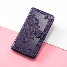 Leather Case Stands Fashionable Pattern Flip Cover Holder S07D for Huawei Honor V40 5G Purple