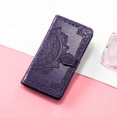 Leather Case Stands Fashionable Pattern Flip Cover Holder S07D for Huawei Honor X9 5G Purple