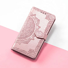 Leather Case Stands Fashionable Pattern Flip Cover Holder S07D for Motorola Moto E13 Rose Gold