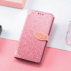 Leather Case Stands Fashionable Pattern Flip Cover Holder S08D for Huawei Honor 60 5G Rose Gold