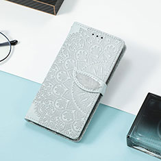 Leather Case Stands Fashionable Pattern Flip Cover Holder S08D for Huawei Honor 60 Pro 5G Gray