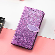 Leather Case Stands Fashionable Pattern Flip Cover Holder S08D for Huawei Honor 60 SE 5G Purple