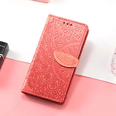 Leather Case Stands Fashionable Pattern Flip Cover Holder S08D for Huawei Honor 60 SE 5G Red