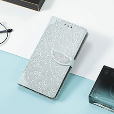 Leather Case Stands Fashionable Pattern Flip Cover Holder S08D for Huawei Honor Magic3 5G Gray