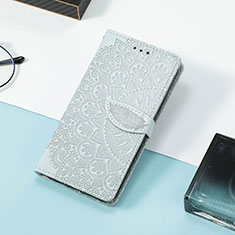 Leather Case Stands Fashionable Pattern Flip Cover Holder S08D for Huawei Y7p Gray