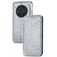 Leather Case Stands Fashionable Pattern Flip Cover Holder S09D for Huawei Honor Magic3 5G Silver