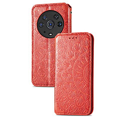 Leather Case Stands Fashionable Pattern Flip Cover Holder S09D for Huawei Honor Magic3 Pro 5G Red