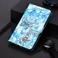 Leather Case Stands Fashionable Pattern Flip Cover Holder Y01B for Samsung Galaxy A20s Mint Blue