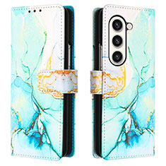 Leather Case Stands Fashionable Pattern Flip Cover Holder Y01B for Samsung Galaxy Z Fold5 5G Green