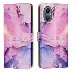 Leather Case Stands Fashionable Pattern Flip Cover Holder Y01X for Oppo F21 Pro 5G Purple