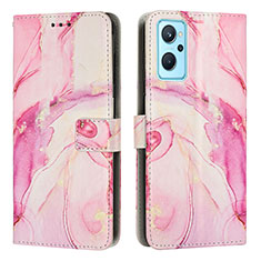 Leather Case Stands Fashionable Pattern Flip Cover Holder Y01X for Realme 10T 5G Pink