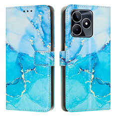 Leather Case Stands Fashionable Pattern Flip Cover Holder Y01X for Realme C51 Blue