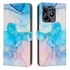 Leather Case Stands Fashionable Pattern Flip Cover Holder Y01X for Realme C53 India Sky Blue