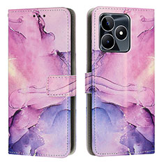 Leather Case Stands Fashionable Pattern Flip Cover Holder Y01X for Realme C53 Purple