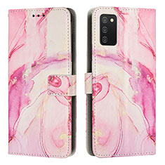 Leather Case Stands Fashionable Pattern Flip Cover Holder Y01X for Samsung Galaxy A03s Pink