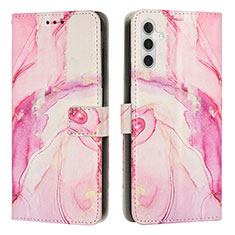 Leather Case Stands Fashionable Pattern Flip Cover Holder Y01X for Samsung Galaxy A04s Pink
