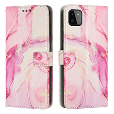 Leather Case Stands Fashionable Pattern Flip Cover Holder Y01X for Samsung Galaxy A22s 5G Pink