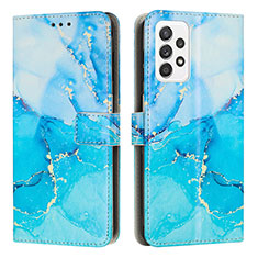 Leather Case Stands Fashionable Pattern Flip Cover Holder Y01X for Samsung Galaxy A73 5G Blue