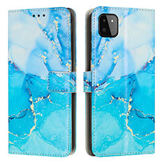 Leather Case Stands Fashionable Pattern Flip Cover Holder Y01X for Samsung Galaxy F42 5G Blue