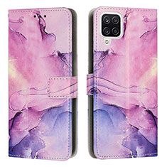 Leather Case Stands Fashionable Pattern Flip Cover Holder Y01X for Samsung Galaxy M12 Purple