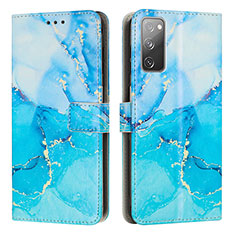 Leather Case Stands Fashionable Pattern Flip Cover Holder Y01X for Samsung Galaxy S20 FE (2022) 5G Blue