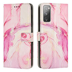 Leather Case Stands Fashionable Pattern Flip Cover Holder Y01X for Samsung Galaxy S20 FE 5G Pink