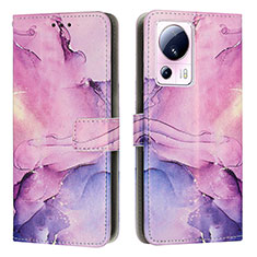 Leather Case Stands Fashionable Pattern Flip Cover Holder Y01X for Xiaomi Mi 12 Lite NE 5G Purple