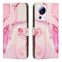 Leather Case Stands Fashionable Pattern Flip Cover Holder Y01X for Xiaomi Mi 13 Lite 5G Pink