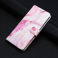 Leather Case Stands Fashionable Pattern Flip Cover Holder Y01X for Xiaomi Poco C55 Pink