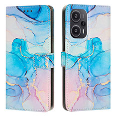 Leather Case Stands Fashionable Pattern Flip Cover Holder Y01X for Xiaomi Poco F5 5G Sky Blue