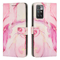 Leather Case Stands Fashionable Pattern Flip Cover Holder Y01X for Xiaomi Redmi 10 4G Pink