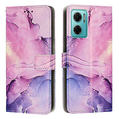 Leather Case Stands Fashionable Pattern Flip Cover Holder Y01X for Xiaomi Redmi 11 Prime 5G Purple