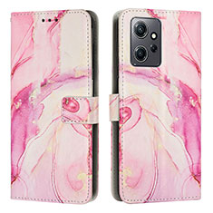 Leather Case Stands Fashionable Pattern Flip Cover Holder Y01X for Xiaomi Redmi Note 12 4G Pink