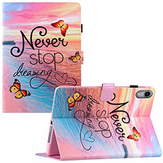 Leather Case Stands Fashionable Pattern Flip Cover Holder Y02B for Apple iPad Mini 6 Pink