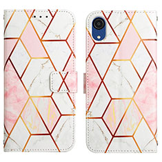 Leather Case Stands Fashionable Pattern Flip Cover Holder Y02B for Samsung Galaxy A03 Core White