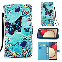 Leather Case Stands Fashionable Pattern Flip Cover Holder Y02B for Samsung Galaxy A03s Sky Blue