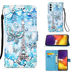 Leather Case Stands Fashionable Pattern Flip Cover Holder Y02B for Samsung Galaxy A05s Mint Blue