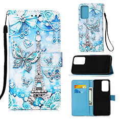 Leather Case Stands Fashionable Pattern Flip Cover Holder Y02B for Samsung Galaxy A13 4G Mint Blue