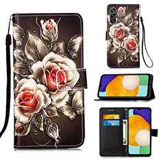 Leather Case Stands Fashionable Pattern Flip Cover Holder Y02B for Samsung Galaxy A13 5G Black