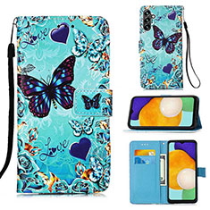 Leather Case Stands Fashionable Pattern Flip Cover Holder Y02B for Samsung Galaxy A13 5G Sky Blue