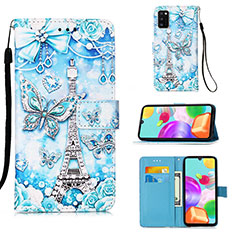 Leather Case Stands Fashionable Pattern Flip Cover Holder Y02B for Samsung Galaxy A41 Mint Blue