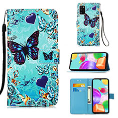 Leather Case Stands Fashionable Pattern Flip Cover Holder Y02B for Samsung Galaxy A41 Sky Blue