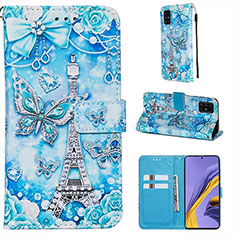 Leather Case Stands Fashionable Pattern Flip Cover Holder Y02B for Samsung Galaxy A51 4G Mint Blue