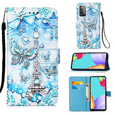 Leather Case Stands Fashionable Pattern Flip Cover Holder Y02B for Samsung Galaxy A52 4G Mint Blue